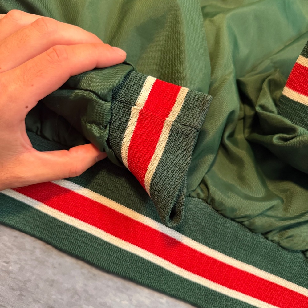 VTG 90s Arsenal Technical High School Varsity Jacket XXL Green Nylon Bomber IN - Picture 7 of 8